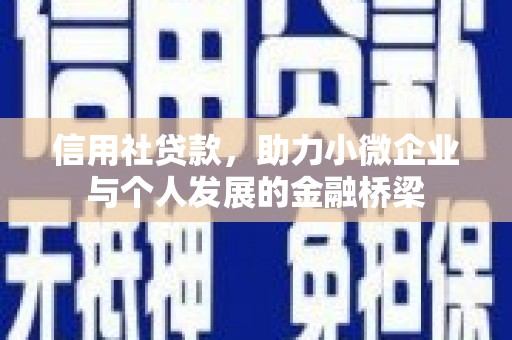 固阳信用社贷款，助力小微企业与个人发展的金融桥梁