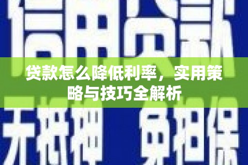 固阳贷款怎么降低利率，实用策略与技巧全解析
