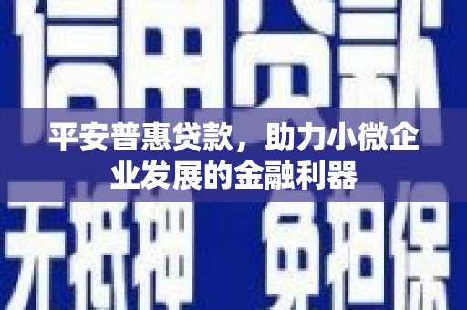 固阳平安普惠贷款，助力小微企业发展的金融利器