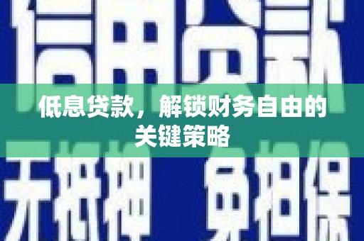 固阳低息贷款，解锁财务自由的关键策略