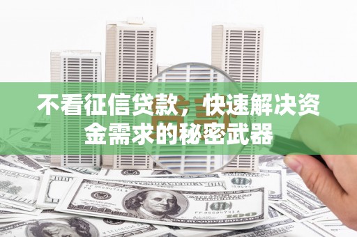 固阳不看征信贷款，快速解决资金需求的秘密武器