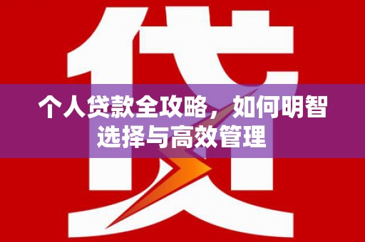 固阳个人贷款全攻略，如何明智选择与高效管理